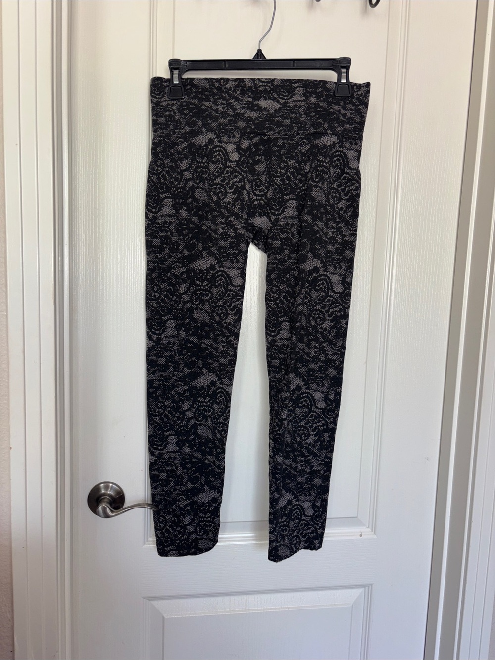 Girls Black Lace-Print Stretch Leggings